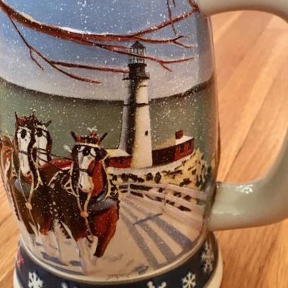 Budweiser VTG 1994 Lighting The Way Christmas Beer Stein Mug Clydesdales Horses - Picture 6 of 10